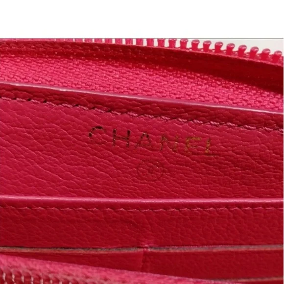 CHANEL Hot pink caviar Zippy leather wallet w/card Authentic - Picture 4 of 6